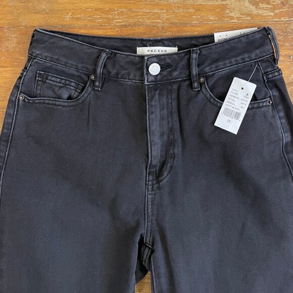 Pacsun Jeans Womens Size 25 NWT Faded Black Denim Mom Jean High Waist - Picture 2 of 4